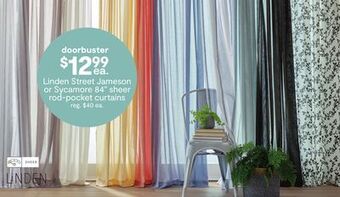 JC Penney Linden street jameson or sycamore 84 sheer rod-pocket curtains offer