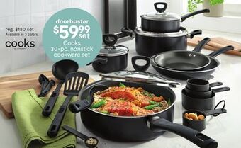 JC Penney Cooks 30-pc. nonstick cookware set offer