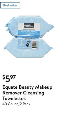 Walmart Equate beauty makeup remover cleansing towelettes offer