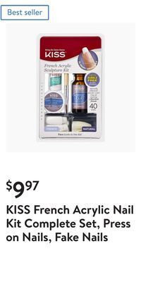 Walmart Kiss french acrylic nail kit complete set, press on nails, fake nails offer