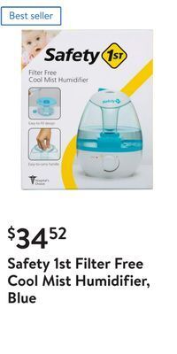 Walmart Safety 1st filter free cool mist humidifier, blue offer