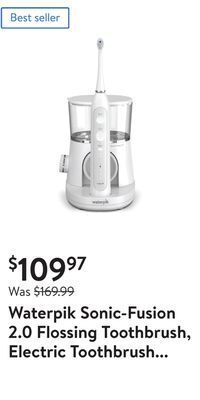 Walmart Waterpik sonic-fusion 2.0 flossing toothbrush, electric toothbrush & water flosser combo, white offer
