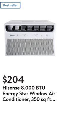 Walmart Hisense 8,000 btu energy star window air conditioner, 350 sq ft coverage, white offer