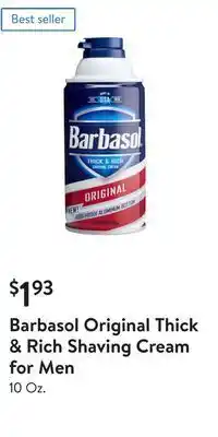 Walmart Barbasol original thick & rich shaving cream for men offer