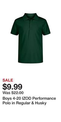 Kohl's Boys 4-20 izod performance polo in regular & husky offer