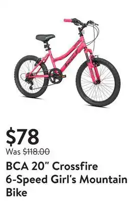 Walmart Bca 20 crossfire 6-speed girl's mountain bike offer