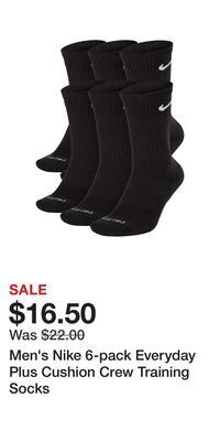 Kohl's Men's nike 6-pack everyday plus cushion crew training socks offer