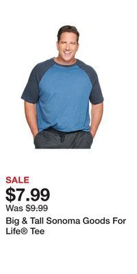 Kohl's Big & tall sonoma goods for life® tee offer