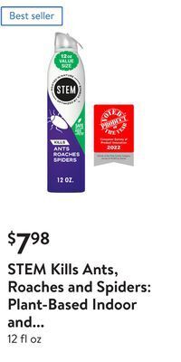 Walmart Stem kills ants, roaches and spiders: plant-based indoor and outdoor bug spray offer