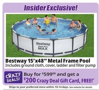Ocean State Job Lot Bestway 15' x 48 steel pro max above ground pool set offer