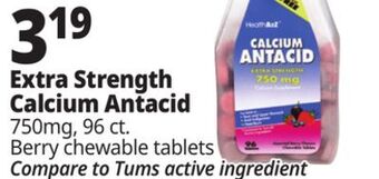 Ocean State Job Lot Calcium antacid 750 mg tablets, 96 count offer