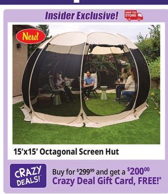 Ocean State Job Lot Crown shades 15' x 15' pop-up octagonal screen hut offer