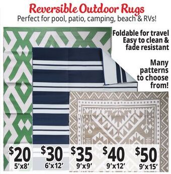 Ocean State Job Lot Reversible outdoor rugs offer