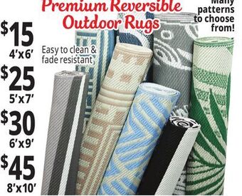 Ocean State Job Lot Premium reversible outdoor rugs offer