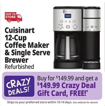 Ocean State Job Lot Cuisinart 12-cup coffee maker & single-serve brewer (factory refurbished) offer