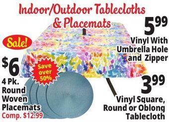 Ocean State Job Lot Indoor/outdoor tablecloths & placemats offer