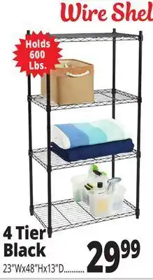 Ocean State Job Lot 4 tier black wire shelving offer