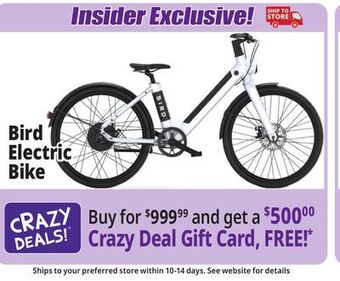 Ocean State Job Lot Bird electric bike offer