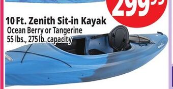 Ocean State Job Lot Lifetime zenith 10' sit-in kayak offer