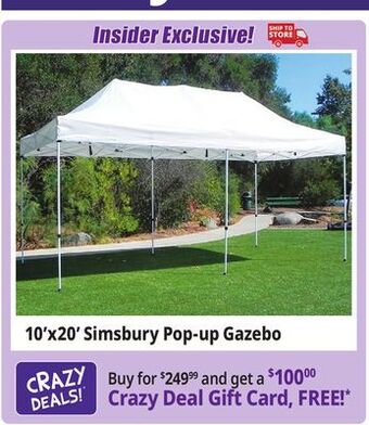 Ocean State Job Lot Simsbury 10' x 20' one-touch pop-up gazebo offer