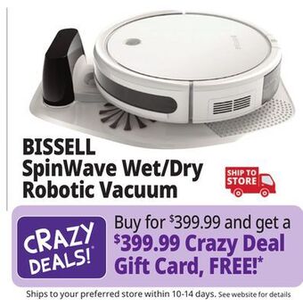 Ocean State Job Lot Bissell spinwave wet and dry robotic vacuum offer