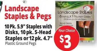 Ocean State Job Lot Tiller & rowe landscape staples with buttons, 10 count offer