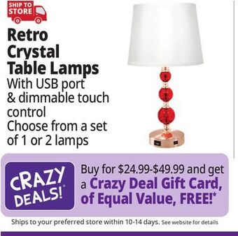 Ocean State Job Lot Retro crystal table lamps offer
