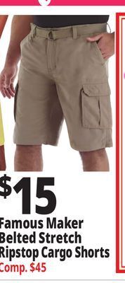 Ocean State Job Lot Famous maker belted stretch ripstop cargo shorts offer