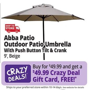 Ocean State Job Lot Abba patio outdoor patio umbrella with push button tilt & crank offer