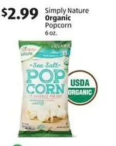 Aldi Simply Nature Organic Popcorn 6 oz. offer