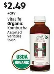 Aldi VitaLife Organic Kombucha Assorted Varieties 16 oz. offer