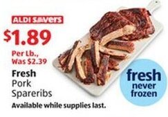 Aldi Fresh Pork Spareribs offer