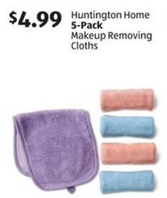 Aldi Huntington Home 5-Pack Makeup Removing Cloths offer