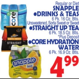 Bravo Supermarkets Snapple drinks & teas, 6 pk., 16 oz. btls offer