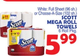 Bravo Supermarkets Scott mega roll towels 6 roll pkg offer