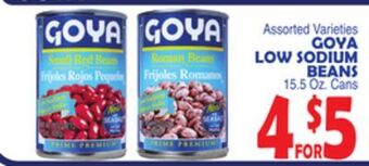 Bravo Supermarkets Goya low sodium beans offer