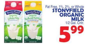 Bravo Supermarkets Stonyfield organic milk offer