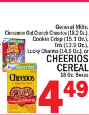 C Town Cheerios cereal 18 oz. boxes offer