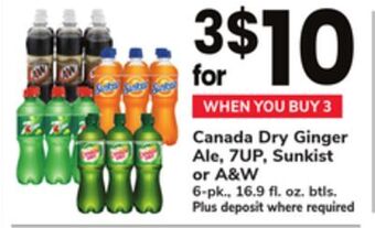 ACME Canada dry ginger ale, 7up, sunkist or a & w offer
