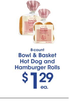 Price Rite Bowl & basket hot dog and hamburger rolls offer