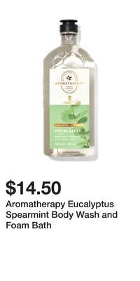 Bath & Body Works Aromatherapy eucalyptus spearmint body wash and foam bath offer