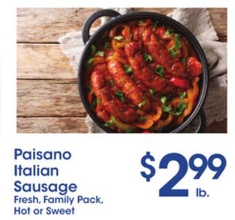 Price Rite Paisano italian sausage offer