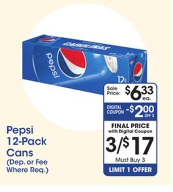Price Rite Pepsi 12-pack cans offer