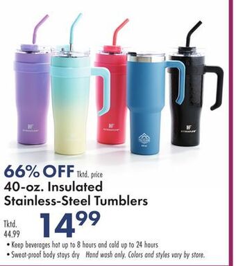 Boscov's 40-oz. insulated stainless-steel tumblers offer