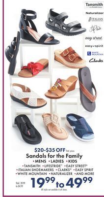Boscov's Sandals for the family offer