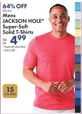 Boscov's Mens jackson hole® super-soft solid t-shirts offer