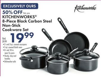 Boscov's Kitchenworks® 8-piece black carbon steel non-stick cookware set offer