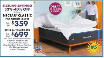 Boscov's Nectar® classic twin mattress in a box offer