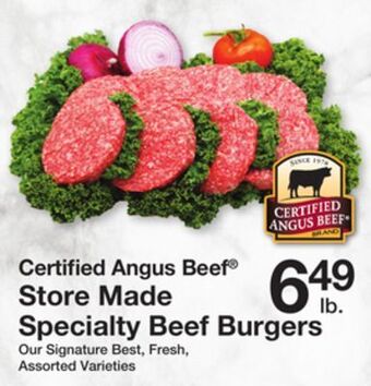 The Fresh Grocer Store made specialty beef burgers offer