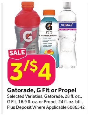 Stop&Shop Gatorade, g fit or propel offer